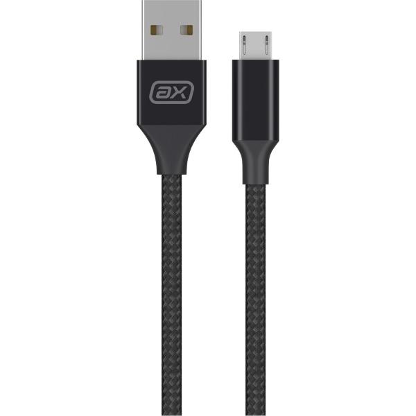 фото Кабель usb/microusb, 2а, нейлон, 1 м, чёрный (7261) axxa