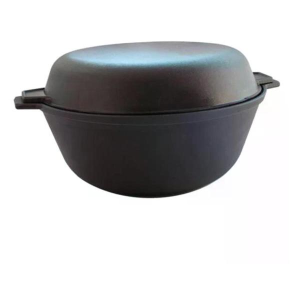 фото Казан чугунный, с чугунной крышкой-сковородой, 3 л (к33) камская посуда
