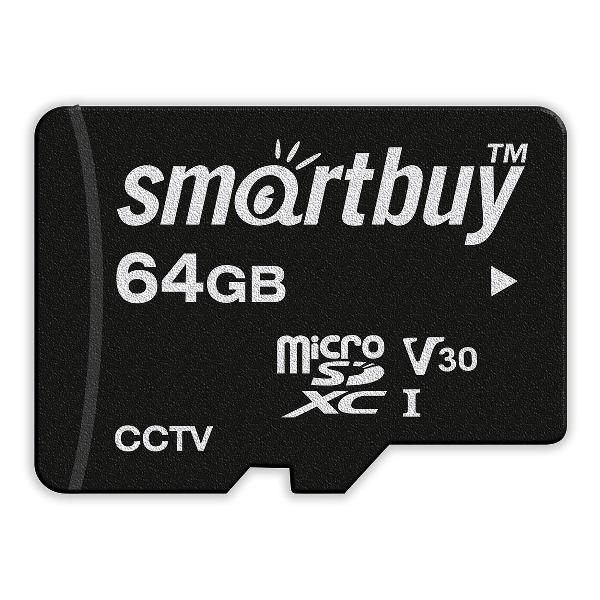 micro SDXC 64GB Class 10 U3 V30 для видеонаблюдения, с адаптером SD (SB64GBSDCCTV)