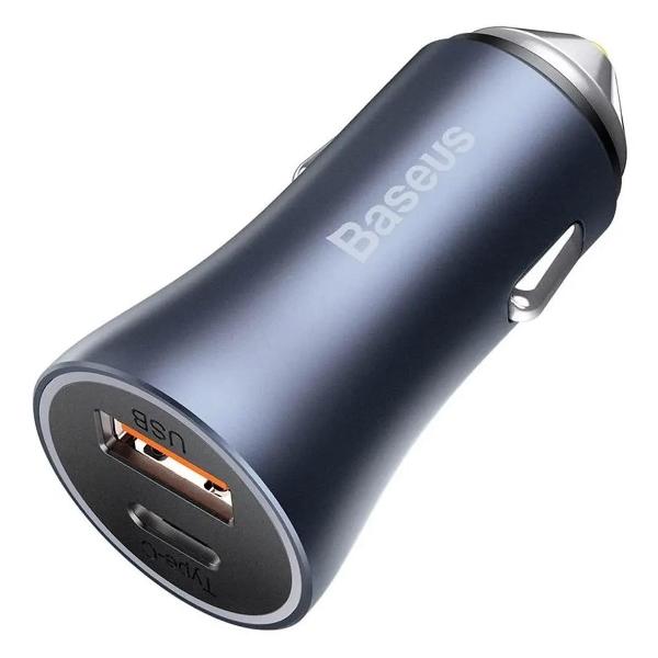 фото Автомобильное зарядное устройство golden contactor max dual fast charger car charger u+c 60w gray (cgjm000113) baseus