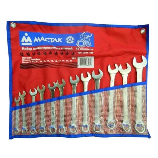 фото Набор комбинированных ключей 8-22 мм, 12 предметов (0211-12p) мастак