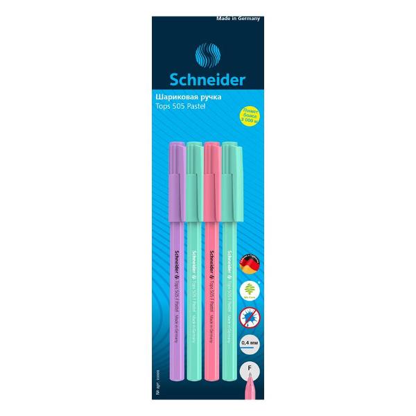 фото Набор шариковых ручек tops 505 f pastel, 0,8 мм, синий, 4 шт, в блистере (319654) schneider