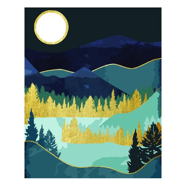 фото Картина по номерам "золотая ночь", на холсте, с поталью, акриловыми красками и кистями, 40х50 см (кхп_48151) три совы