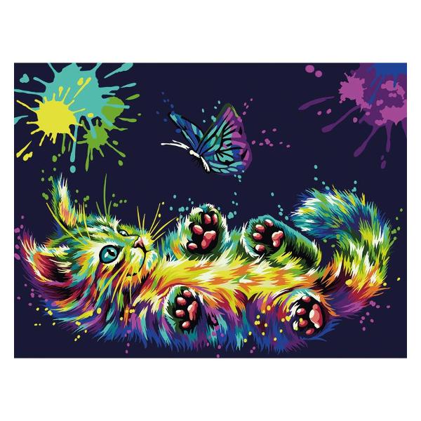 фото Картина по номерам "игра в неоне", на картоне, 30х40 см, с акриловыми красками и кистями (кк_44029) три совы