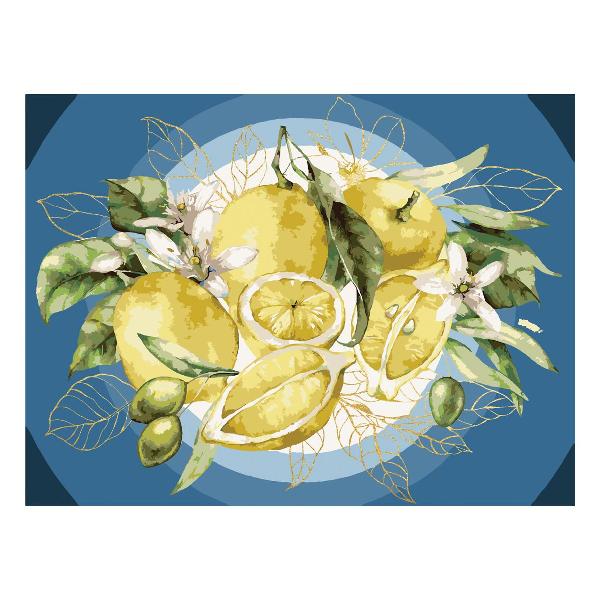фото Картина по номерам "лимоны", на холсте, 30х40 см, с поталью, акриловыми красками и кистями (кхп_48130) три совы
