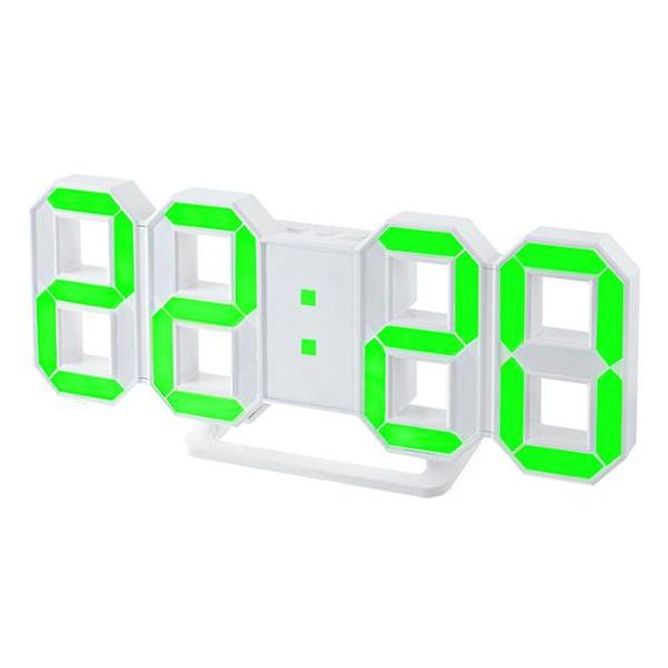 фото Часы-будильник luminous 2, белый корпус, зеленая подсветка (pf_b4922) perfeo