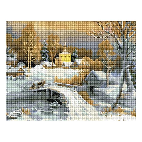 фото Алмазная мозаика "зима в деревне", холст на деревянном подрамнике, 40х50 см (амп4050_47613) три совы
