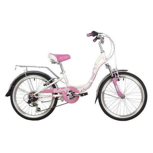 фото Велосипед butterfly 20", сталь, белый/розовый (20sh6v.butterfly.pn22) novatrack