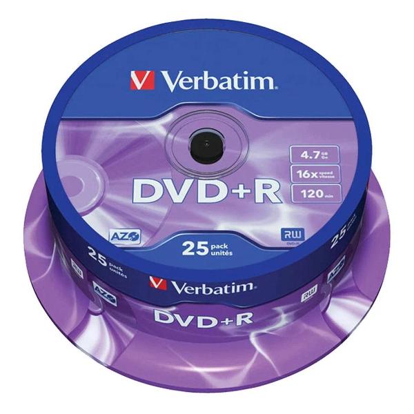 фото Dvd-r диски 4,7 gb 16x сake box, 25 шт (43500) verbatim