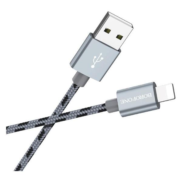 фото Кабель bx24 ring, usb/lightning, 2,4a, 1m grey (03385) borofone