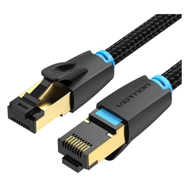 фото Патч-корд sftp cat 8 rj45, 0,5m black (ikgbd) vention