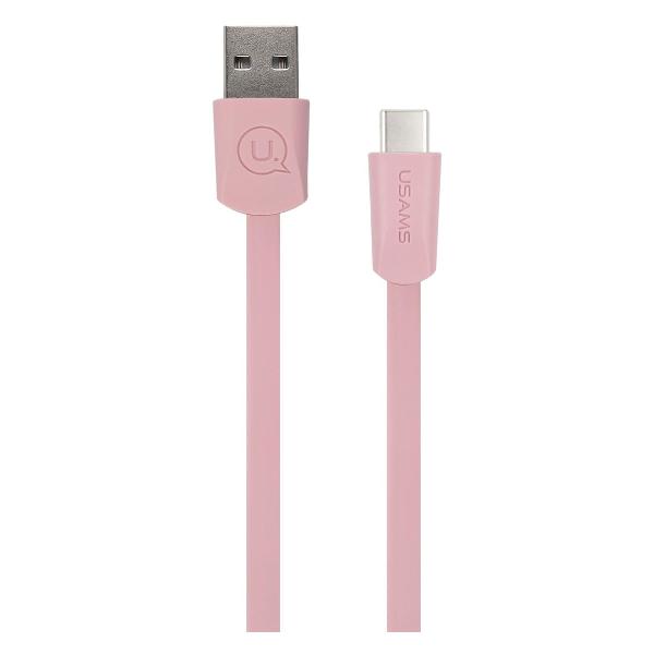 фото Кабель u2 usb type-c, плоский, 1,2 м, розовый (ут000020906) usams