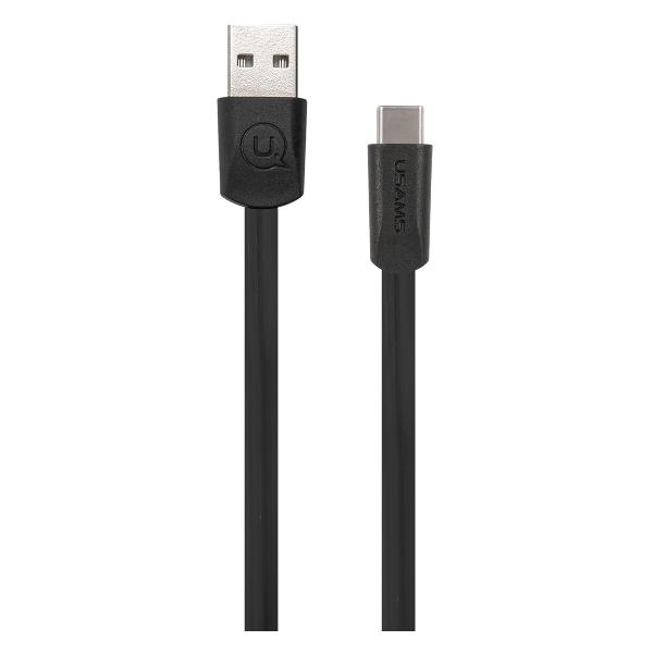 фото Кабель u2 usb type-c, плоский, 1,2 м, черный (ут000019984) usams