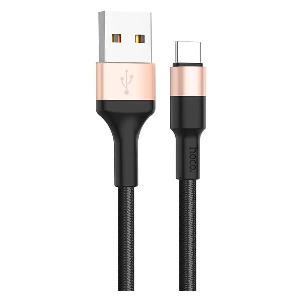 фото Кабель ra3 usb type-c, 3a, нейлон, быстрая зарядка, 1 м, черный/золотистый (ут000022075) hoco