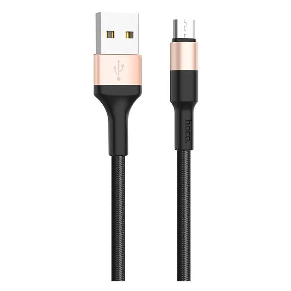 фото Кабель ra3 usb/microusb, 2.4a, нейлон, 1 м, черный/золотистый (ут000022076) hoco