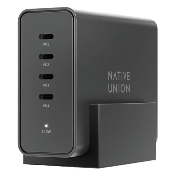 фото Сетевое зарядное устройство fast gan 140w 4xusb-c black (fast-pd140-blk-eu) native-union