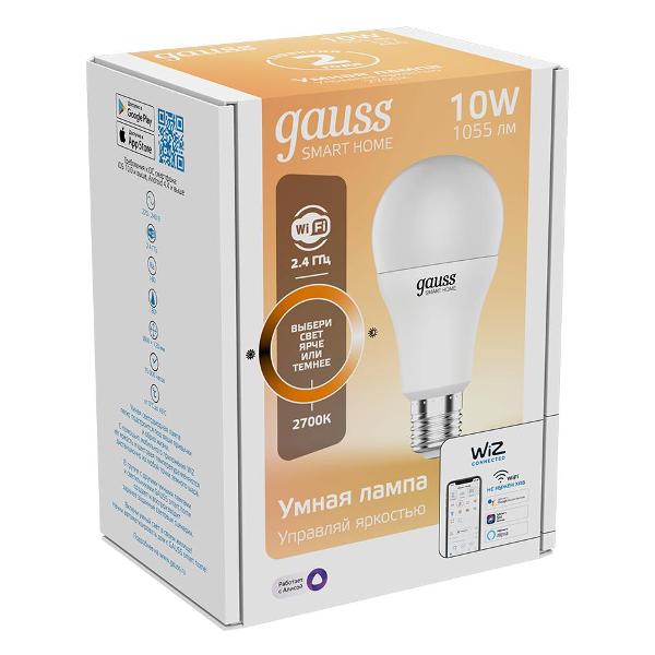 фото Умная лампа smart home led a60 10w 1055lm 2700к e27, диммируемая (1070112) gauss