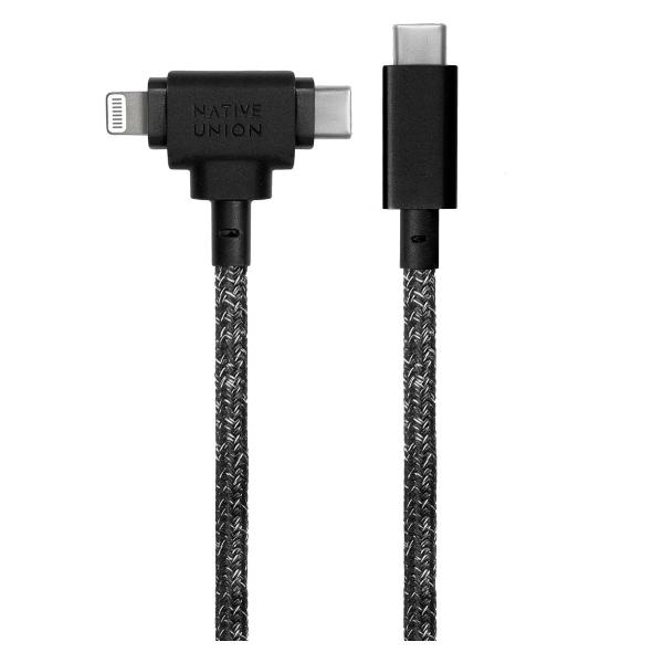 фото Кабель belt cable duo, usb type-c/lightning, 1,5 м, черный космос (belt-ccl-cos-np) native-union