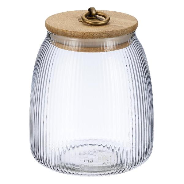 фото Банка для сыпучих продуктов linea lantern, стеклянная, с бамбуковой крышкой, 950 мл (93-ho-la-01-950) regent inox