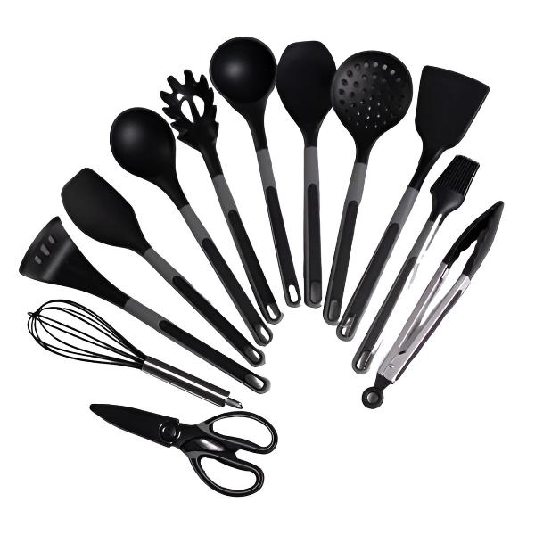 фото Набор кухонных принадлежностей силикон, 13 предметов (hksps_13/black_grey) hilzz