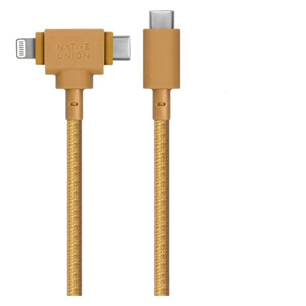 фото Кабель belt cable duo, usb type-c/lightning, 1,5 м, крафт (belt-ccl-kft-np) native-union