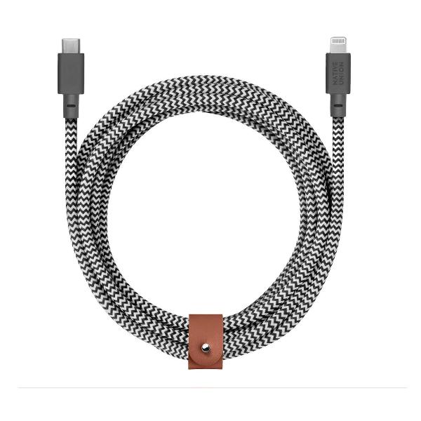 фото Кабель belt ultra strength cable xl, 3 м, белый/черный (belt-kv-cl-zeb-3) native-union