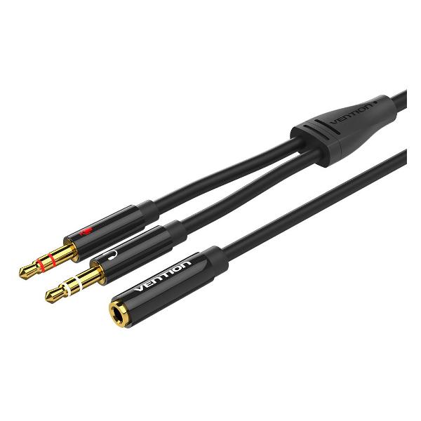 фото Переходник jack 3,5mm f 4pin/2jack 3.5mm, 0,3 м (bhdby) vention