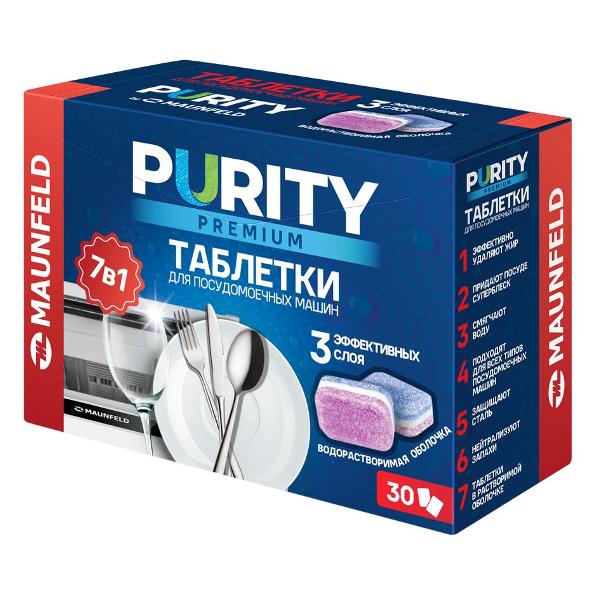 фото Таблетки для посудомоечных машин purity premium all in 1, 30 шт (mdt30pp) maunfeld