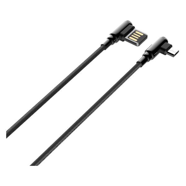 фото Кабель ls422, microusb, 2 м, угловой коннектор, нейлоновая оплетка, серый (ld_b4626) ldnio