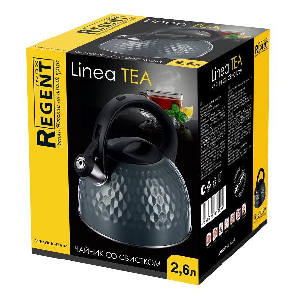 фото Чайник со свистком linea tea, 2,6 л (93-tea-47) regent inox