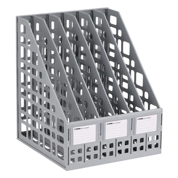 фото Лоток для бумаг вертикальный, сборный, 6 отделений, серый (лтв-63725/лт86) стамм