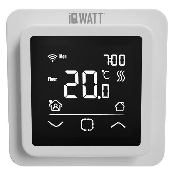 фото Терморегулятор для теплого пола iq thermostat smart heat wi-fi, программируемый, с сенсорным дисплеем, белый (00410) iqwatt