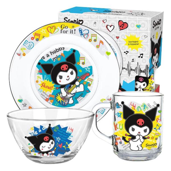 фото Набор детской посуды "куроми: граффити", спец-серия, стекло, 3 предмета (311013) nd play