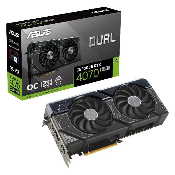 фото Видеокарта dual geforce rtx 4070 super oc edition 12gb gddr6x (90yv0k82-m0na00) asus