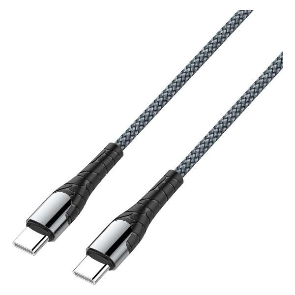 фото Кабель lc101 2хusb type-c, медь 110 жил, нейлоновая оплетка, 65w, 1 м, серый (ld_b4616) ldnio