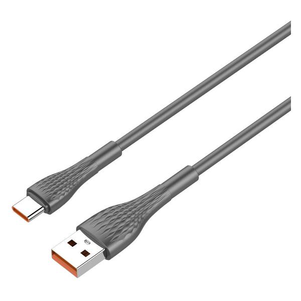 фото Кабель ls672 usb type-c, медь 120 жил, силиконовая оплетка, 30w, 2 м, cерый (ld_b4574) ldnio