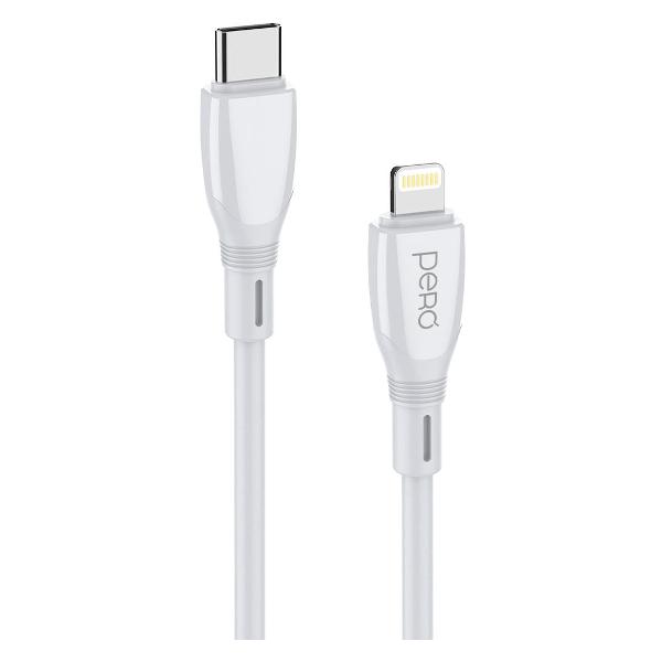 фото Кабель dc11 pd type-c to lightning, 27w, 1m white (prdc-11tl1mw) pero