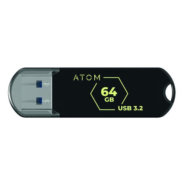 фото Usb-флешка 64gb usb 3.1 (ausb3h2bk/64gb) atom