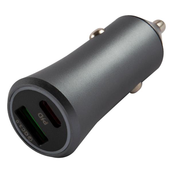 фото Автомобильное зарядное устройство usb qс3.0 18w + type-c pd 18w uca-1, 36w, металл, серый (ут000027490) unbroke