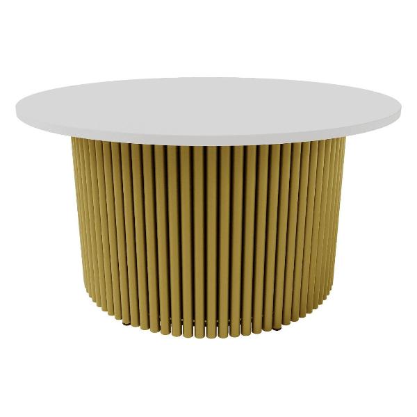 фото Журнальный столик trubis wood m, с трубчатым подстольем, 80х80х40 см, золотистый/белый (ggt-03-1-3-m-80) genglass