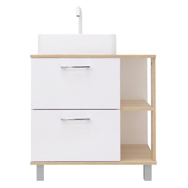 фото Тумба под раковину гавайи 70, напольная, с двумя ящиками, под умывальник luna/venera 70, белая/дуб cонома (9908.182) doratiz