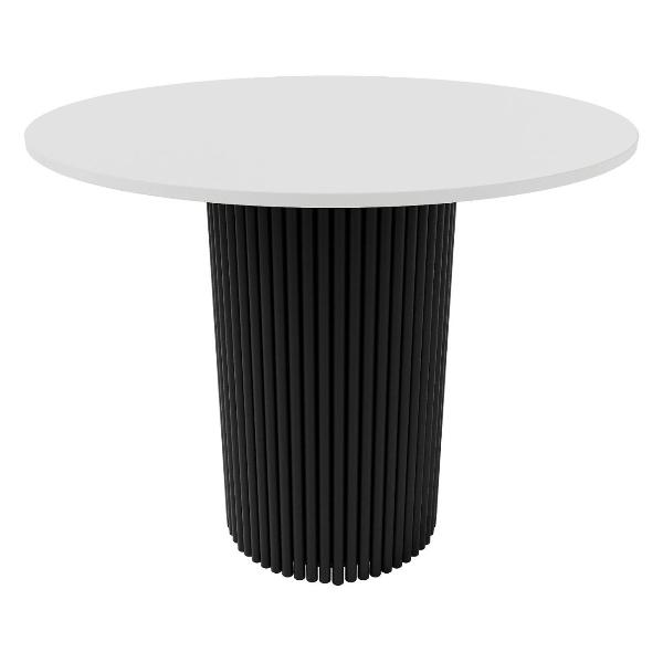 фото Обеденный стол trubis wood l, с трубчатым подстольем, 90х90х75 cм, чёрный/белый (ggt-03-2-3-l-90) genglass