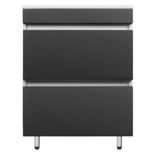 фото Тумба под раковину velvet 60, напольная, под умывальник quadro, графит матовый (9711.017) toppus