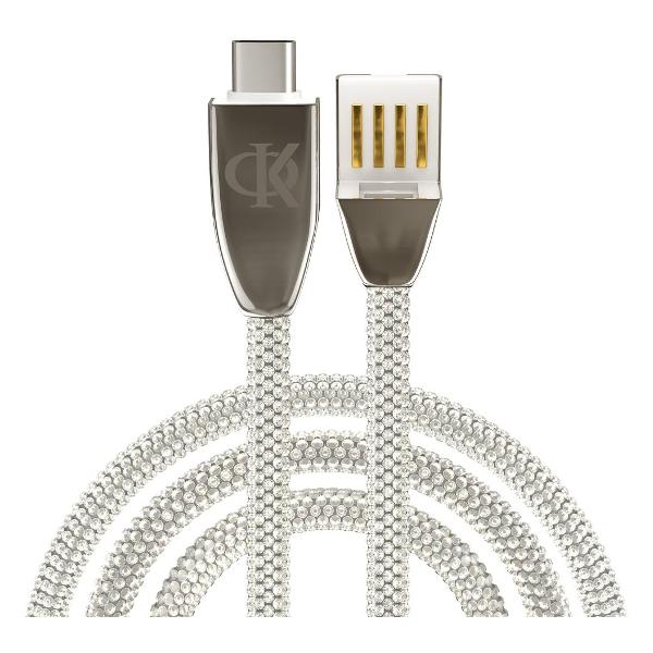 фото Кабель филипп киркоров "кристаллы", usb-a/type-c, 1 м, 3а, qc, pd 20w, серебристый (931-435) by