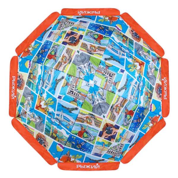 фото Пляжный зонт 210d, полиэстер, 160х180 см, стойка 19/22 мм, в чехле (121-092) рыжий