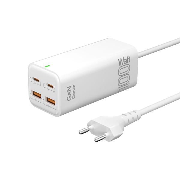 фото Сетевое зарядное устройство slt-100-pro, 100 вт, gan 2xusb-c pd 100w + 2xusb-a qc 65w lyambda
