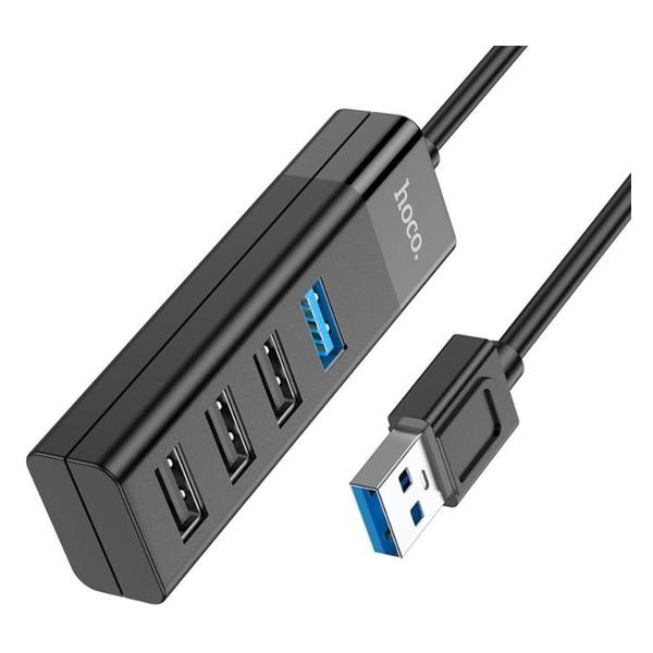 фото Адаптер hb25, 4 в 1, usb/usb3.0/usb2.0, 30 см, чёрный (9881635) hoco