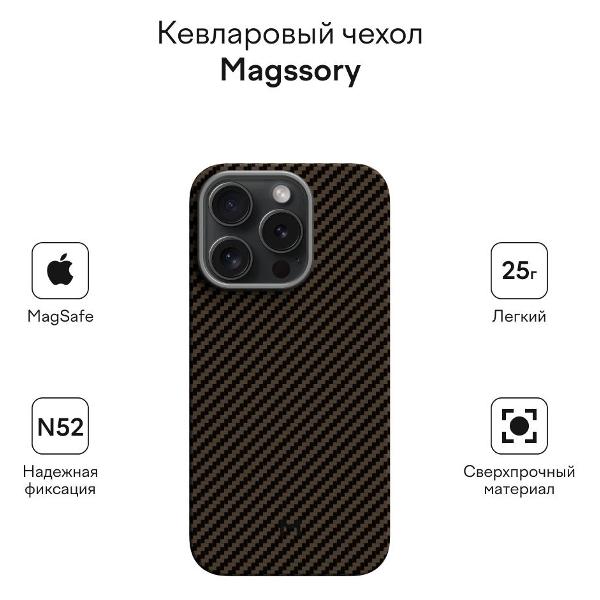 фото Чехол aramid case для iphone 15 pro magsafe compatible (cfb015) magssory