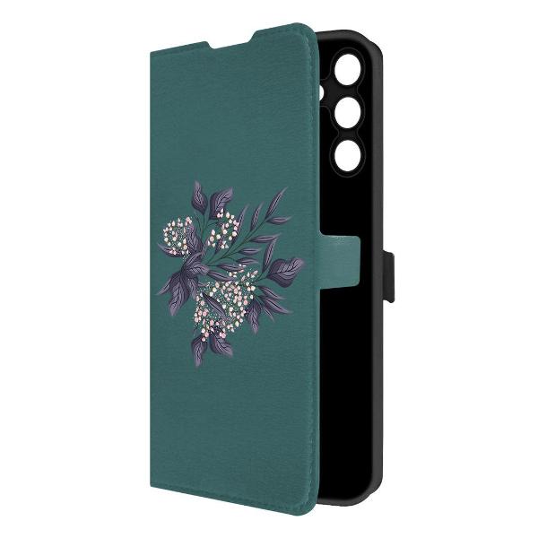 фото Чехол eco book "рисованная роза" для samsung galaxy a15 4g (a155), зелёный опал (524699) krutoff