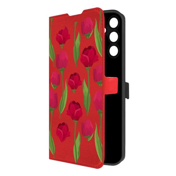 фото Чехол eco book "розовый пион" для samsung galaxy a15 4g (a155), красный (524605) krutoff